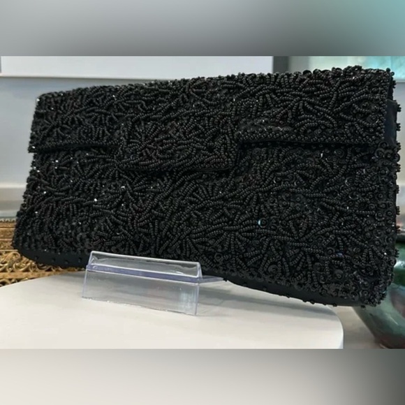Bon Soir Handbags - Bon Soir Beaded & Sequined Bag Black on Black